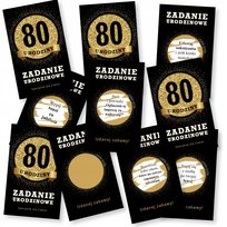 50X Zdrapki Zadania 80 Urodziny Zabawa Podziękowania - Premium - Czarny