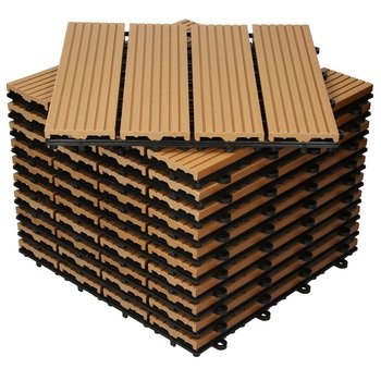 55x WPC płytki tarasowe płytki balkonowe płytki zatrzaskowe płytki drewniane 30x30 cm brązowy 5m² - ECD Germany