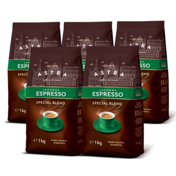 5x Kawa Astra Łagodna Espresso ziarnista 1kg - ASTRA COFFEE & MORE