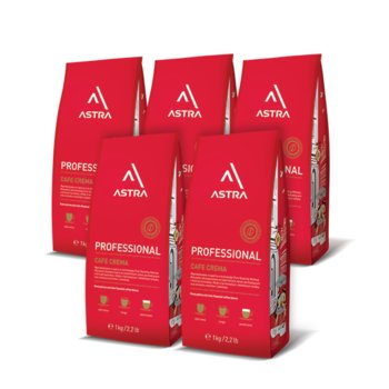 5x Kawa Astra Professional Crema ziarnista 1kg - ASTRA COFFEE & MORE