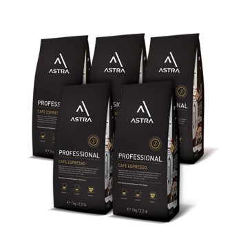 5x Kawa Astra Professional Espresso ziarnista 1kg - ASTRA COFFEE & MORE