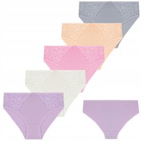 5X Majtki Damskie Bawełniane Figi Bikini Prążkowane Koronkowe Moraj S