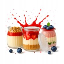 5x POJEMNIKI NA DESERY 150ml Słoik SZKLANY w PRĄŻKI Na Deserki Do Deserów Bimberek