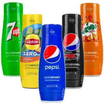 5x Syrop SodaStream Pepsi, Pepsi MAX, Mirinda, 7UP, Lipton Brzoskwinia zero - SodaStream