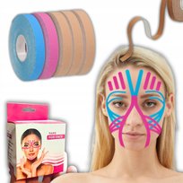 5x TAŚMA KINEZJOLOGICZNA TAPING KINESIOTAPING SKÓRY TWARZY 1cm 5m ZESTAW OWL-TECH
