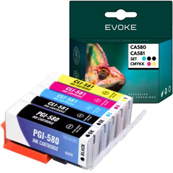 5x Tusz do drukarki Canon PGI-580 CLI-581 XL | zestaw 1x PGI580 + 4x CLI581 - Evoke