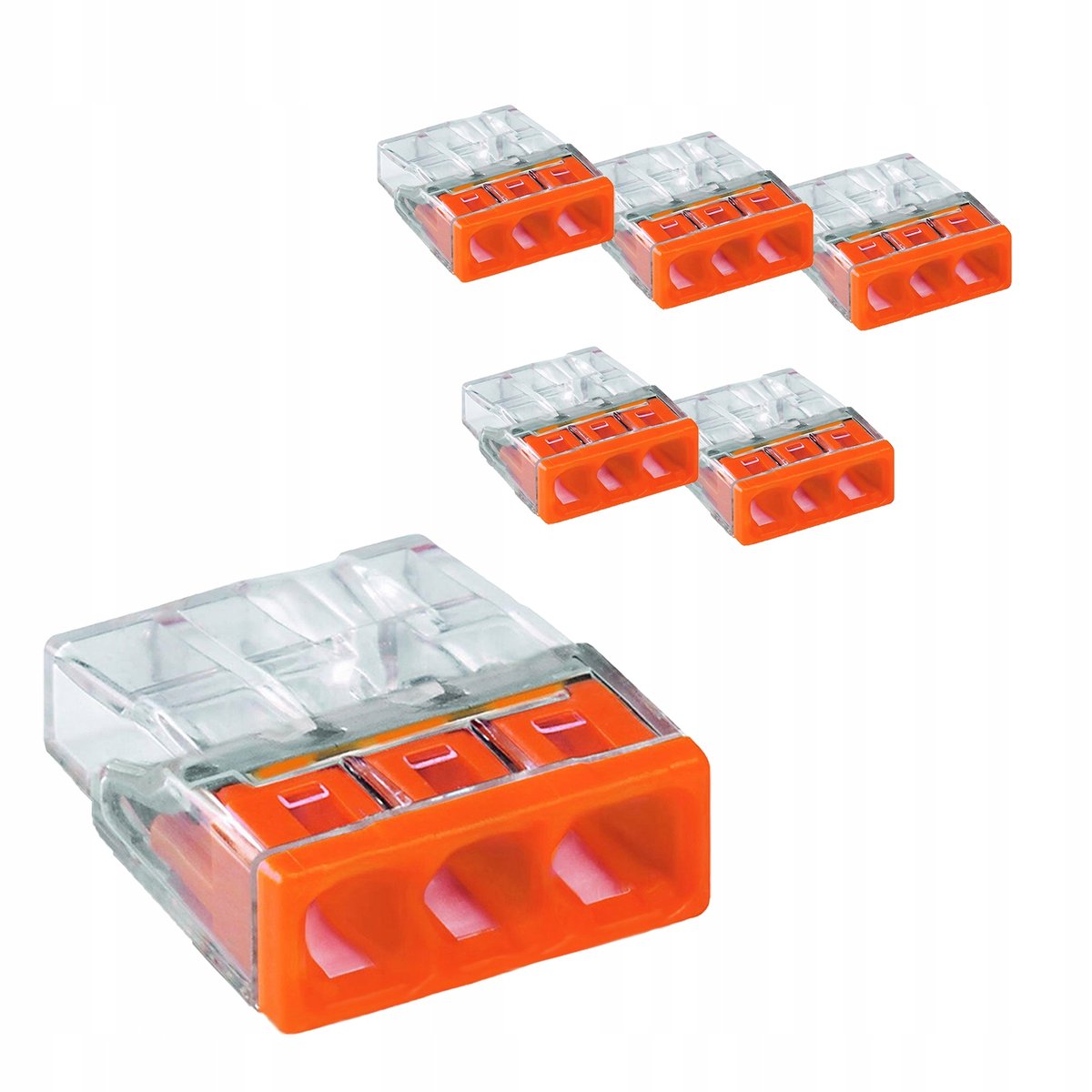 10 Stuks WAGO 2273-202 COMPACT Verbindingsklemmen – 2-polig, Voor Massieve Draden 0,5-2,5 Mm², Transparant/wit