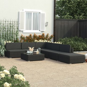 6-cz. zestaw wypoczynkowy do ogrodu, poduszki, czarny rattan PE - vidaXL