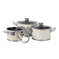 6-częściowy zestaw retro garnków ze stali nierdzewnej - krem