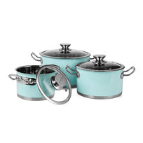 6-częściowy zestaw retro garnków ze stali nierdzewnej - mięta