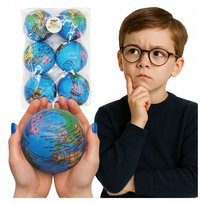 6 sztuk zestaw PIŁKA GLOBUS GIGANT 10 cm piłeczka ŚWIAT edukacyjna MIĘKKA