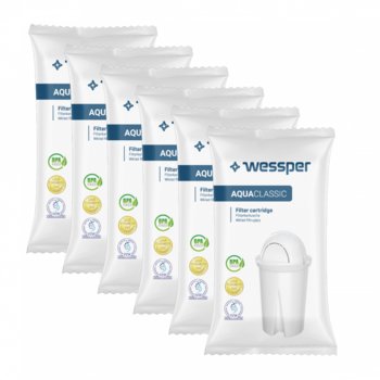 6 X Filtr Wody Wessper Aquaclassic Do Dzbanków: Brita, Aquaphor, Wessper, Dafi (Zamiennik) - Wessper
