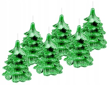 6 x świeczki świąteczne choinka 10 cm cała zielona - DROBO