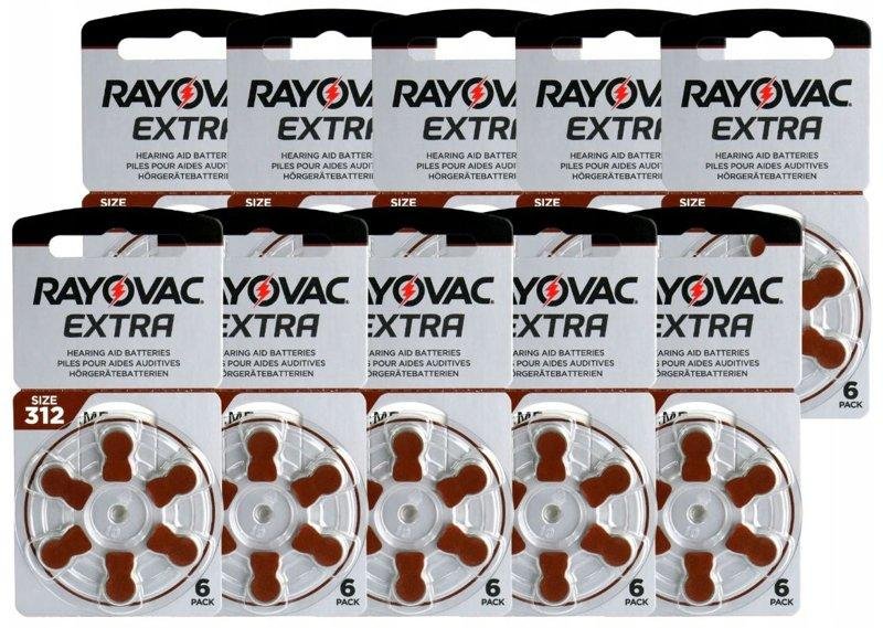 60x Baterie Guzikowe Do Aparatu Słuchowego 312 PR41 1,45V Słuchowe