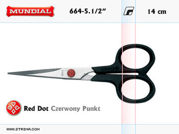 664-5.1/2" MUNDIAL RED DOT nożyczki hobbystyczno - rzemieślnicze - Mundial