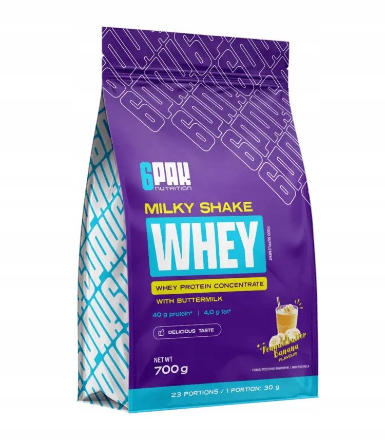 6PAK, Odżywka białkowa, Milky Shake Whey, masło orzechowe, 700 g