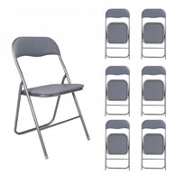 6Szt Krzesło Składane Ogrodowe Domowe Taboret Catering Metal 6X Leon Szare
