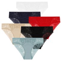 6X Figi Majtki Damskie Wykończone Koronką Bikini Bawełniane Moraj Xl