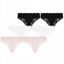 6X Figi Majtki Damskie Wykończone Koronką Bikini Bawełniane Moraj Xl