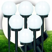 6x Kula Solarna Lampa Led Ogrodowa Wbijana Biała Kule Ogrodowe Lampki Taras