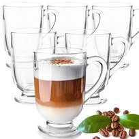 6x SZKLANKI DO KAWY LATTE HERBATY 300ml SZKLANKA KOMPLET Z UCHEM OMAGO