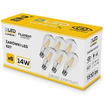 6x Żarówka LED E27 1510lm 14W FILAMENT ŁZA CIEPŁA