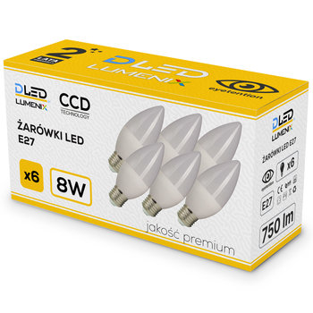 6x Żarówka LED E27 750lm 8W ŚWIECZKA NEUTRALNA - Lumenix