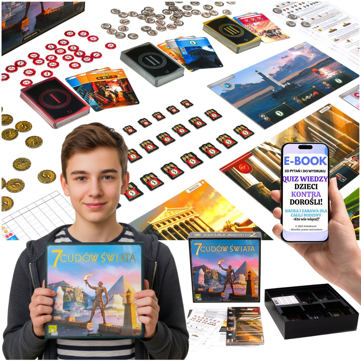 7 CUDÓW ŚWIATA GRA CYWILIZACYJNA REBEL STRATEGIA DLA 3–7 GRACZY RODZINNA GRA PREZENT NA ŚWIĘTA + EBOOK-2