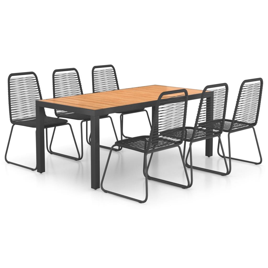 7-częściowy zestaw mebli ogrodowych, rattan PVC, czarno-brązowy