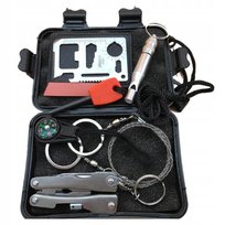 7W1 Zestaw Wojskowy Survivalowy Karta Survival Krzesiwo Gwizdek Multitool