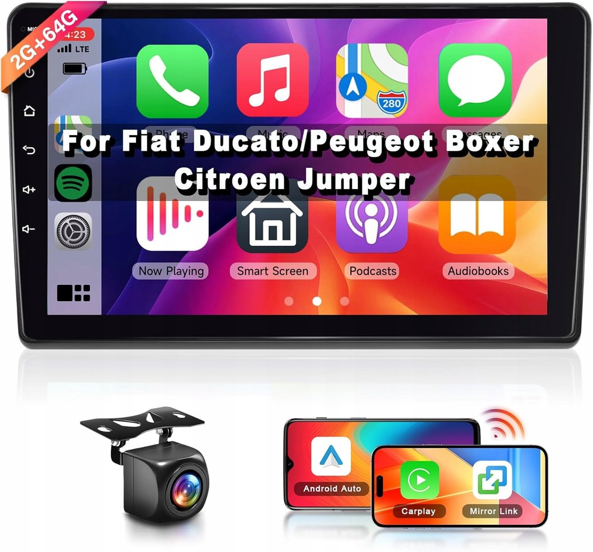 8 Core 2 64G]Hodozzy Carplay Auto Stereo voor Citroën C4L C4 DS4 2013-2017, 10 Inch Android Autoradio met Android Auto/WiFi/GPS/RDS/FM/BT/DSP Achteruitrijcamera