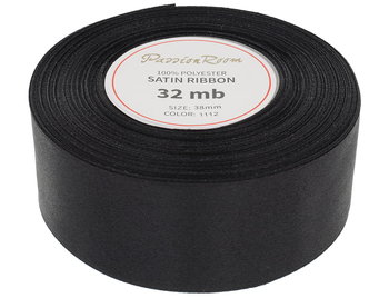 [838008] Wstążka satynowa 38mm 32mb czarna - PassionRoom.pl