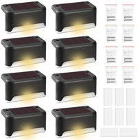8szt. zestaw lampki ogrodowe solarne LED na taras schody do ogrodu AAA 600mAh czujnik zmierzchu | barwa ciepła