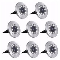 8X Lampki Solarne Ogrodowe Najazdowe Led Gruntowe Wbijane Dysk Biała Barwa