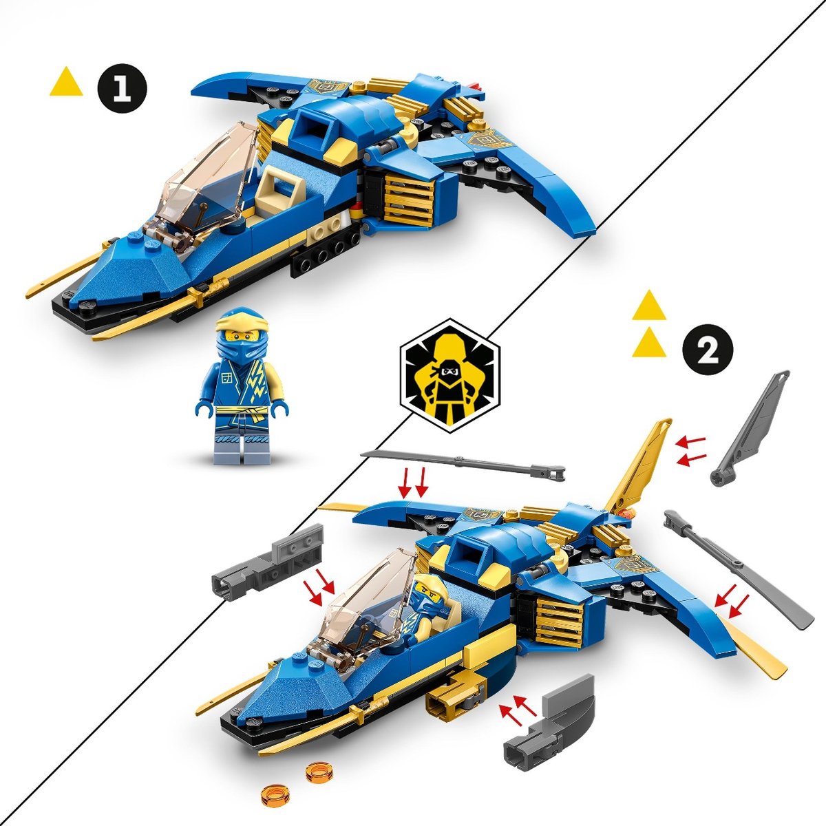LEGO Ninjago, klocki, Odrzutowiec ponaddźwiękowy Jay'a EVO