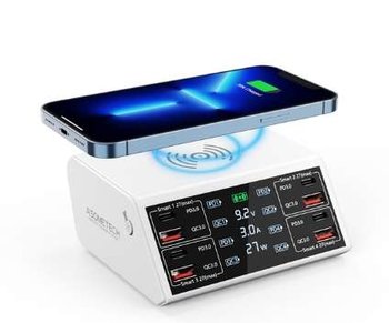 9W1 STACJA ŁADUJĄCA W2 - 4XUSB QC3.0 + 4xTYP C PD - 100W + ŁADOWANIE INDUKCYJNE - Bestphone