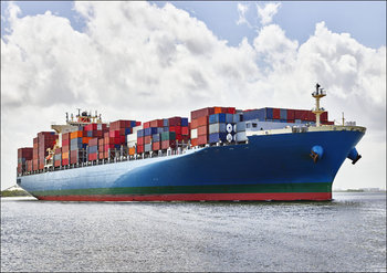 A massive container ship plies the Savannah River in Savannah, Georgia., Carol Highsmith - plakat 40x30 cm - Galeria Plakatu