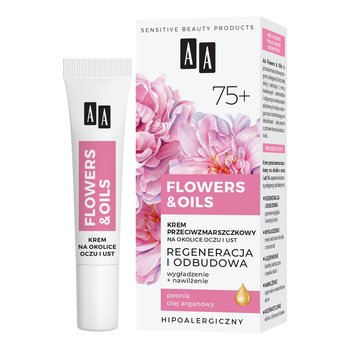 AA, Flowers&Oils 75+, Krem przeciwzmarszczkowy na okolice oczu i ust, 15 ml - AA