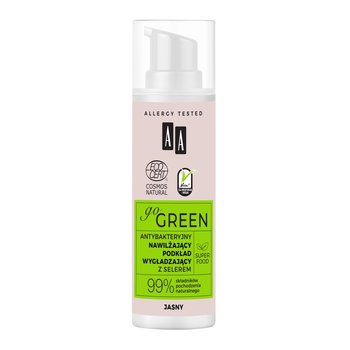 AA, Go Green, antybakteryjny nawilżający podkład wygładzający z selerem jasny, 30 ml - AA