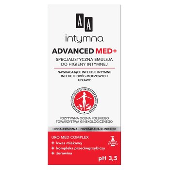 AA, Intymna, specjalistyczna emulsja do higieny intymnej Advanced Med+, 300 ml - AA