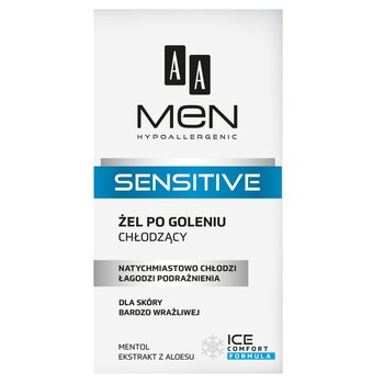 AA, Men Sensitive, żel chłodzący po goleniu do skóry bardzo wrażliwej, 100 ml - AA
