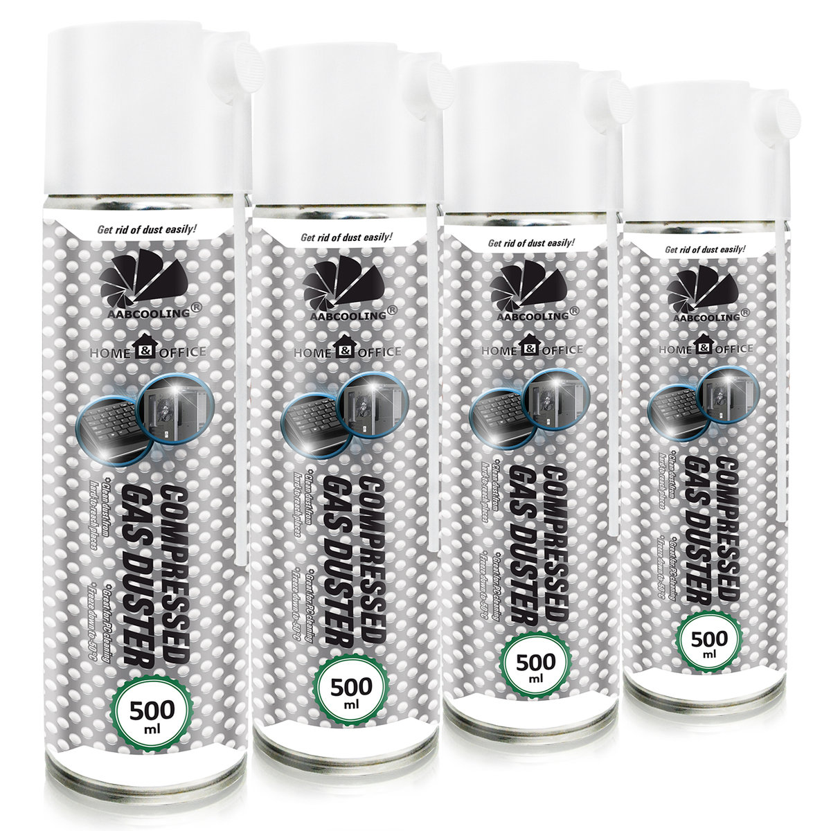 AABCOOLING Druckluftspray 500 Ml – Reiniger Für PC, Tastatur, Kamera & Co. Mit 2 Düsen, Geruchlos, FCKW-frei Büro Reinigung