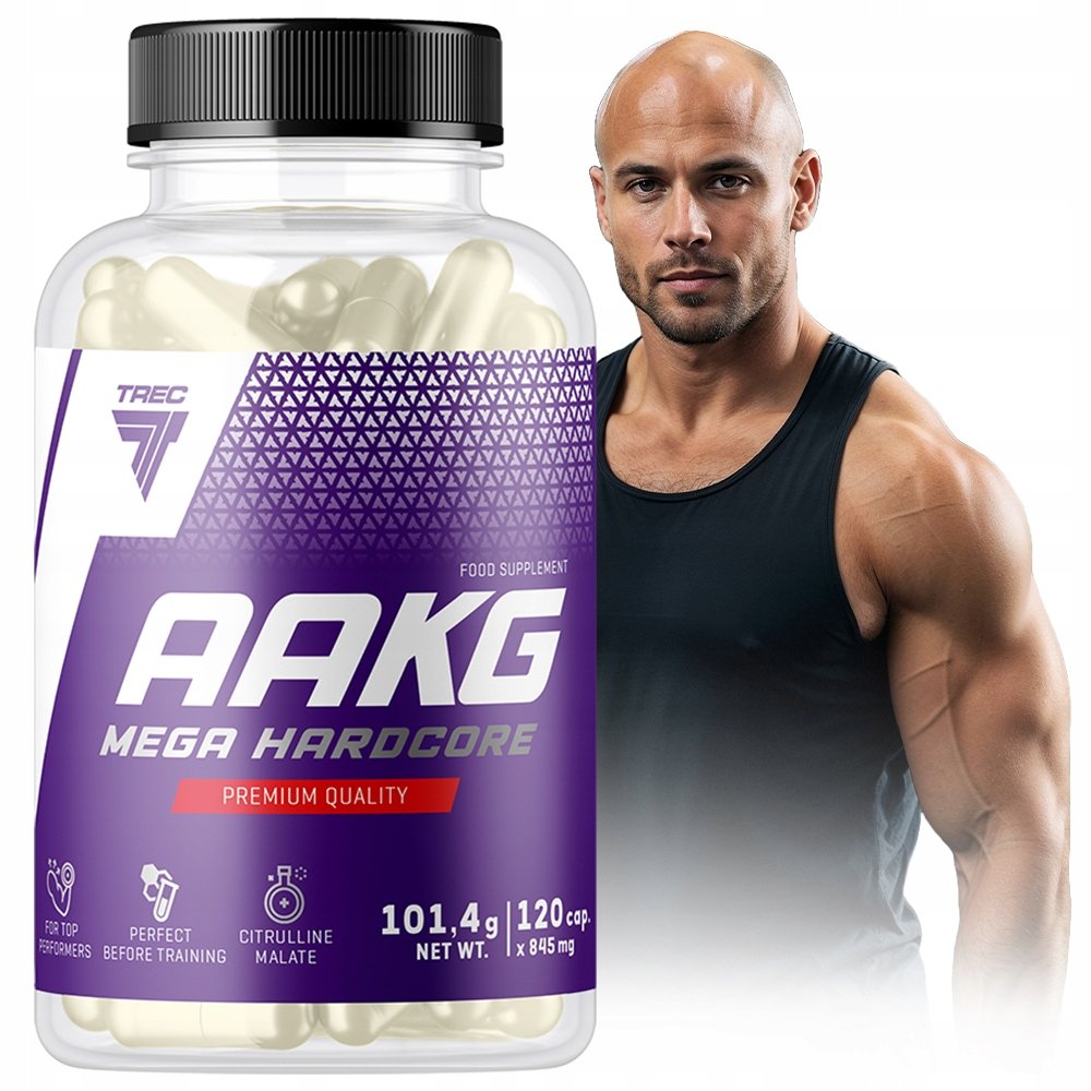 Aakg Arginina Mega Hardcore Trec 120Kaps. Wydajność Wytrzymałość W Treningu