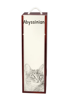 Abisyński - pudełko na wino z kotem, pudełko na alkohol z grafiką, personalizowane pudełko na prezent marki Art-Dog - Art-Dog