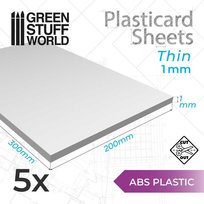 Abs plasticard arkusz 300x200x1 mm, 5szt., green stuff world Green Stuff World