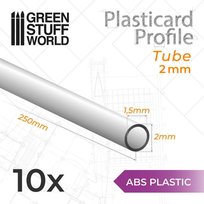 Abs plasticard profil rura 2 mm, 10szt., green stuff world Green Stuff World