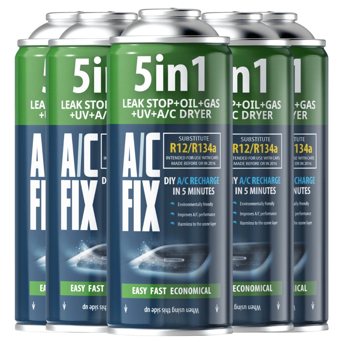 AC FIX R134a gaz do klimatyzacji 5w1 zestaw do klimatyzacji 5 puszek ...