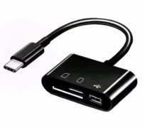 Adapter 3w1 HUB OTG Przejściówka USB-C na CZYTNIK Kart SD MicroSD USB (LED) Inna marka