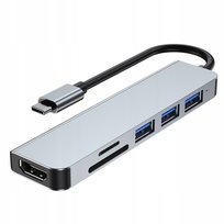 Adapter 6w1 HUB USB C 3.1 HDMI SD VGA 3xUSB Stacja