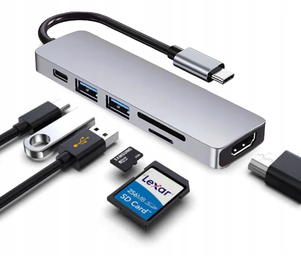 Zdjęcia - Kabel AiR Adapter 6w1 HUB USB-C HDMI 4K SD Macbook Pro / 